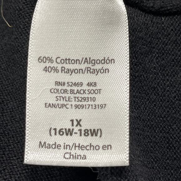 Terra Sky Women Cardigan Jacket Plus 1X Black Cotton Blend Long Sleeve Casual - Picture 4 of 7